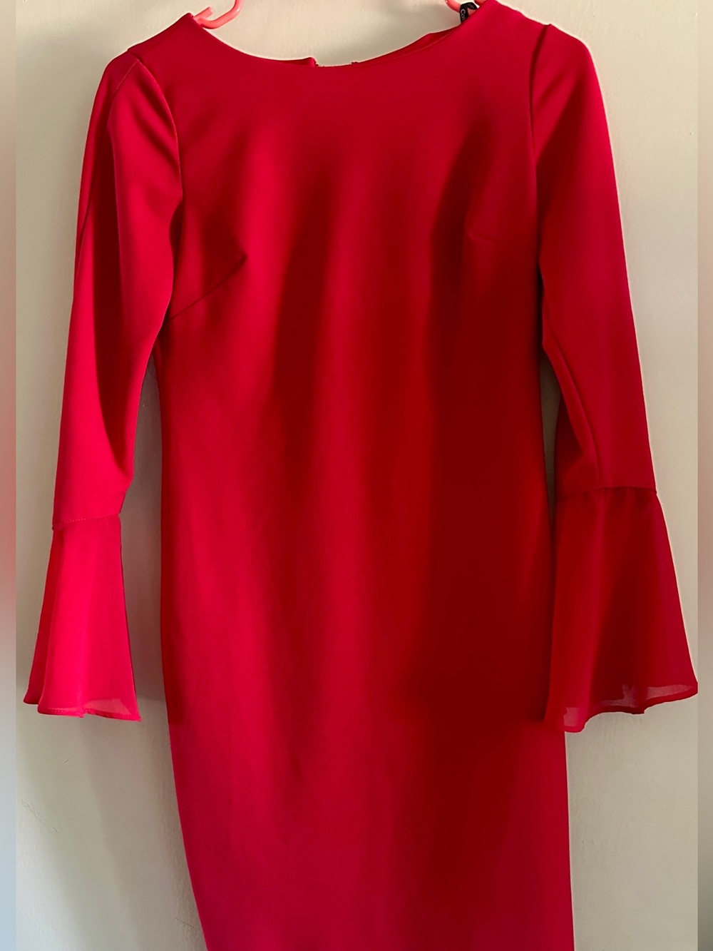 Red Bell-Sleeve Sheath Dress - Picture 2 of 2